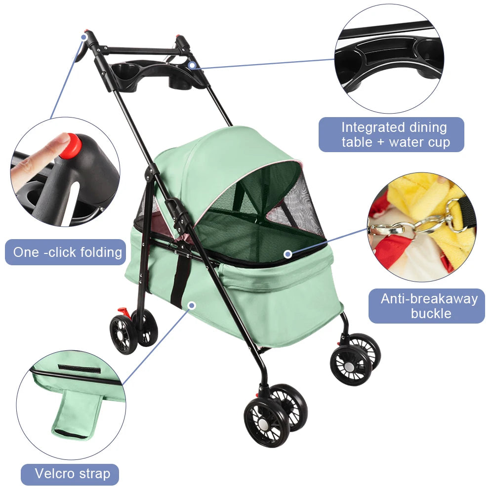 2-in-1 Hundebuggy, faltbar (bis 10 kg) – Ansicht 5 | Pfotenglück
