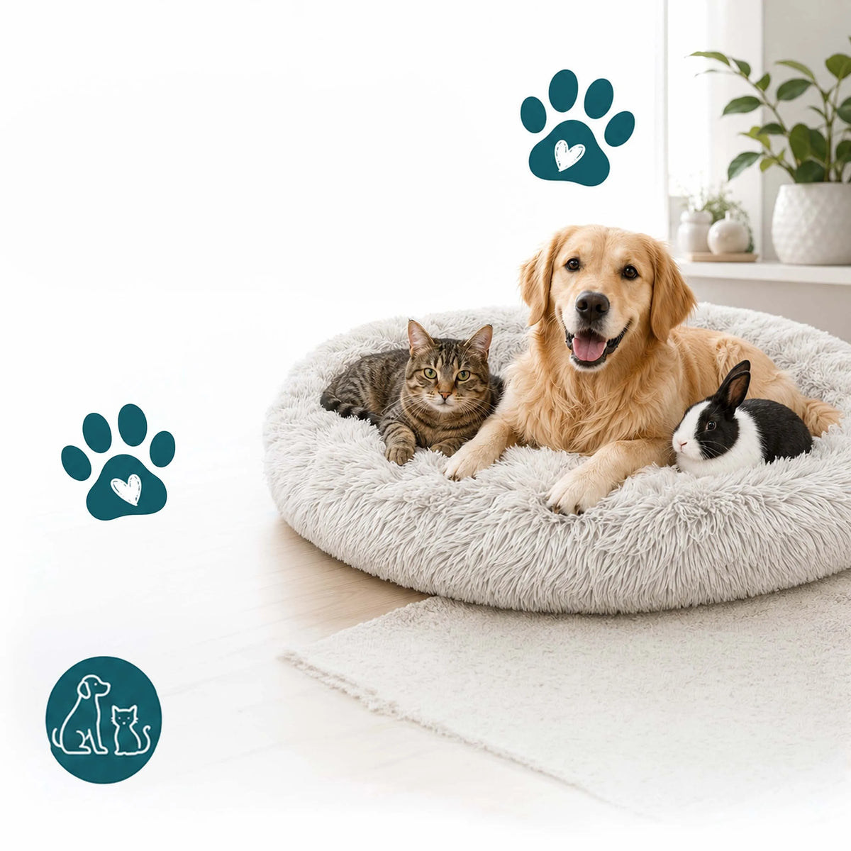 Donut-Hundebett, flauschig mit hohem Rand – Ansicht 6 | Pfotenglück